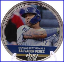 Salvador Perez MLB Mint Trading Coin Niue NZ Mint 02/60 2024 1oz Silver. 999