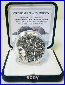 Silbermünze 2018 Niue 2 $ CASSANDRA Dark Beauties 50g Silver Coin 999 Le Grand