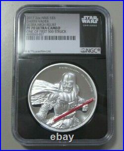 Silver 2017 Darth Vader 2 Ounces Ngc Proof 70 1 Of 500 Niue $5 Star Wars