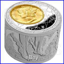 Silver coin Fortuna Redux Mercury, Niue 6 Oz, 2013, 3D cylinder shaped