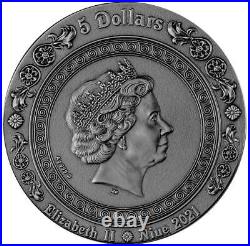 Siren 2021 2 Oz Pure Silver Antiqued Coin Selective Gilding & Color Niue