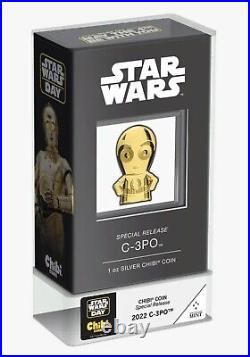 Special Release 2022 Niue C-3PO C3PO Chibi 1 oz silver gilded Star Wars Day Nice