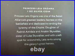 Star Wars 2016 Niue Princess Leia Organa 1oz Silver Proof Coin With Box& COA
