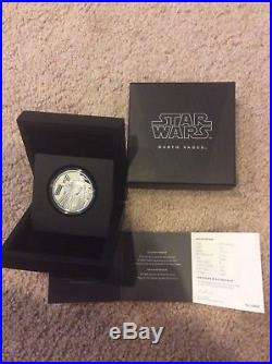 Star Wars $2 Proof 1 Oz Silver Coin, 2016 Darth Vader Classic Niue Disney
