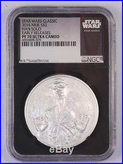 Star Wars $2 Proof 1 Oz Silver Coin, 2016 Han Solo Niue Disney, NGC PF 70 UC