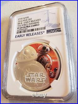 Star Wars BB-8 Early Releases 2016 NIUE S$2 with Box & COA PF 69 NGC