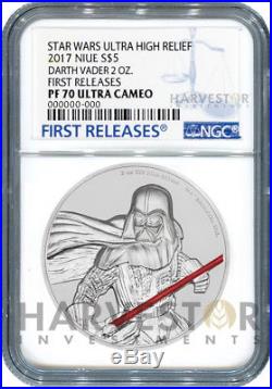 Star Wars Darth Vader Ultra High Relief 2 Oz. Coin Ngc Pf70 First Releases