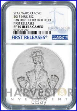 Star Wars Han Solo Ultra High Relief 2 Oz. Coin Ngc Pf70 First Releases