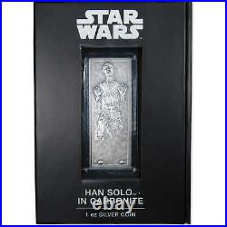 Star Wars Han Solo in Carbonite 1 oz. 999 Fine Silver $2 Coin Bar 2022 Niue COA