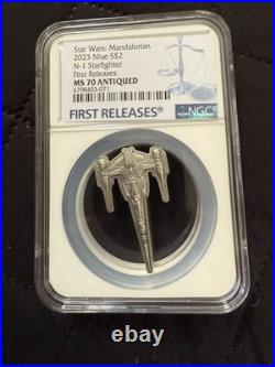 Star Wars Mandalorian N-1 Starfighter 2023 Niue 1oz Silver $2 Coin NGC 70 FR