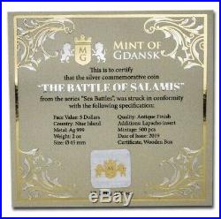 THE BATTLE OF SALAMIS SEA BATTLES 2019 2 oz High Relief Pure Silver Coin NIUE