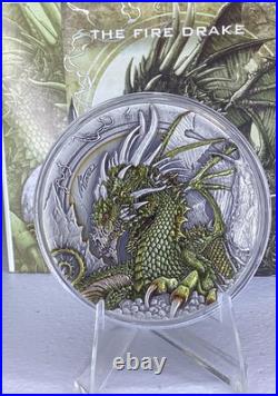THE FIRE DRAKE Silver Coin 2$ Niue 2023 50 Gram Silver Mintage 250 THE FIRE DRAKE Silver Coin 2$ Niue 2023 50 Gram Silver Mintage 250