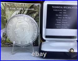 THE FIRE DRAKE Silver Coin 2$ Niue 2023 50 Gram Silver Mintage 250 THE FIRE DRAKE Silver Coin 2$ Niue 2023 50 Gram Silver Mintage 250