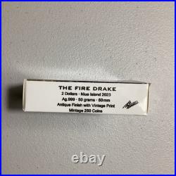 THE FIRE DRAKE Silver Coin 2$ Niue 2023 50 Gram Silver Mintage 250 THE FIRE DRAKE Silver Coin 2$ Niue 2023 50 Gram Silver Mintage 250
