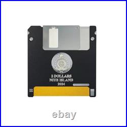 TechStalgic Coloured Retro Floppy Disk 2 oz Silver Coin 2024 Niue Sealed COA