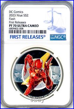 The Flash Movie DC Comics 2023 Niue 1oz Silver Coin NGC 70 FR