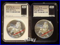Two 2017 Star Wars 2oz Niue Darth Vader First Releases PF70 UHR UC Silver Coins