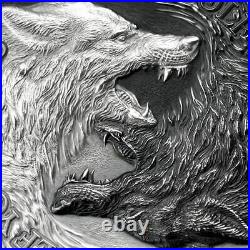 Two Wolves 2021 $2 1 Oz Pure Silver Antique Finish High Relief Coin Niue