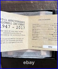 UFO 70th Anniversary Roswell Incident 1947-2017 Commemorative Coin
