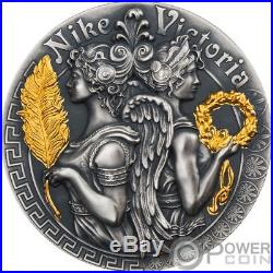 VICTORIA AND NIKE Strong and Beautiful Goddesses 2 Oz Silver Coin 5$ Niue 2018