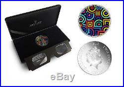 WORLD PREMIERE Niue 2$ 2015 Silver 1oz CHROMADEPTH coin with 3D Glass