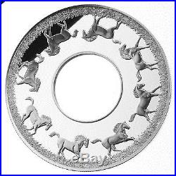 YEAR OF THE HORSE Rotating 2$ Niue Island 2014 Silver Coin LUNAR CALENDAR