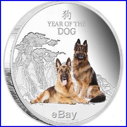 Year of the Dog German Shepherds 2018 Niue 1oz Proof Silver Coin