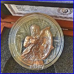 ZEUS-GODS OF OLYMPUS 2 oz silver coin antiqued Gild Niue 2017 Ultra High Relief