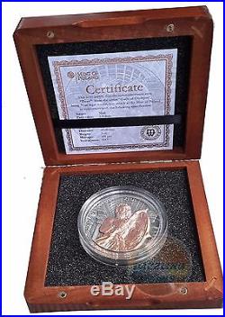 ZEUS Gods of Olympus Rose Gold Plated 2 Oz High Relief Silver Coin 5$ Niue 2017