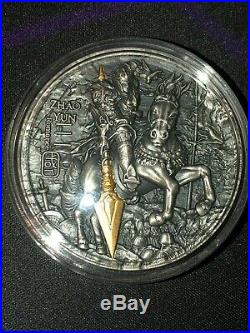 Zhao Yun Ancient Chinese Warrior 2 oz Antique Finish Silver Coin 5$ Niue 2019